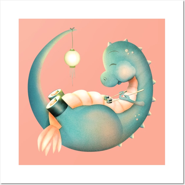 Sushi Dinosaur Wall Art by schwebewesen